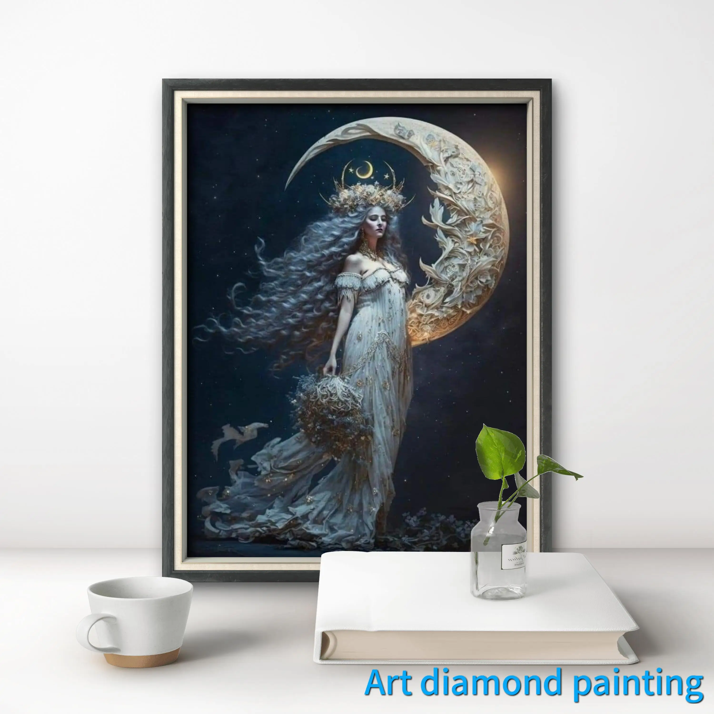 Diana The Moon AB Diamond Painting Embroidery Fantasy Woman Landscape Art Cross Stitch Mosaic Pictures Handmade Home Decor Gift