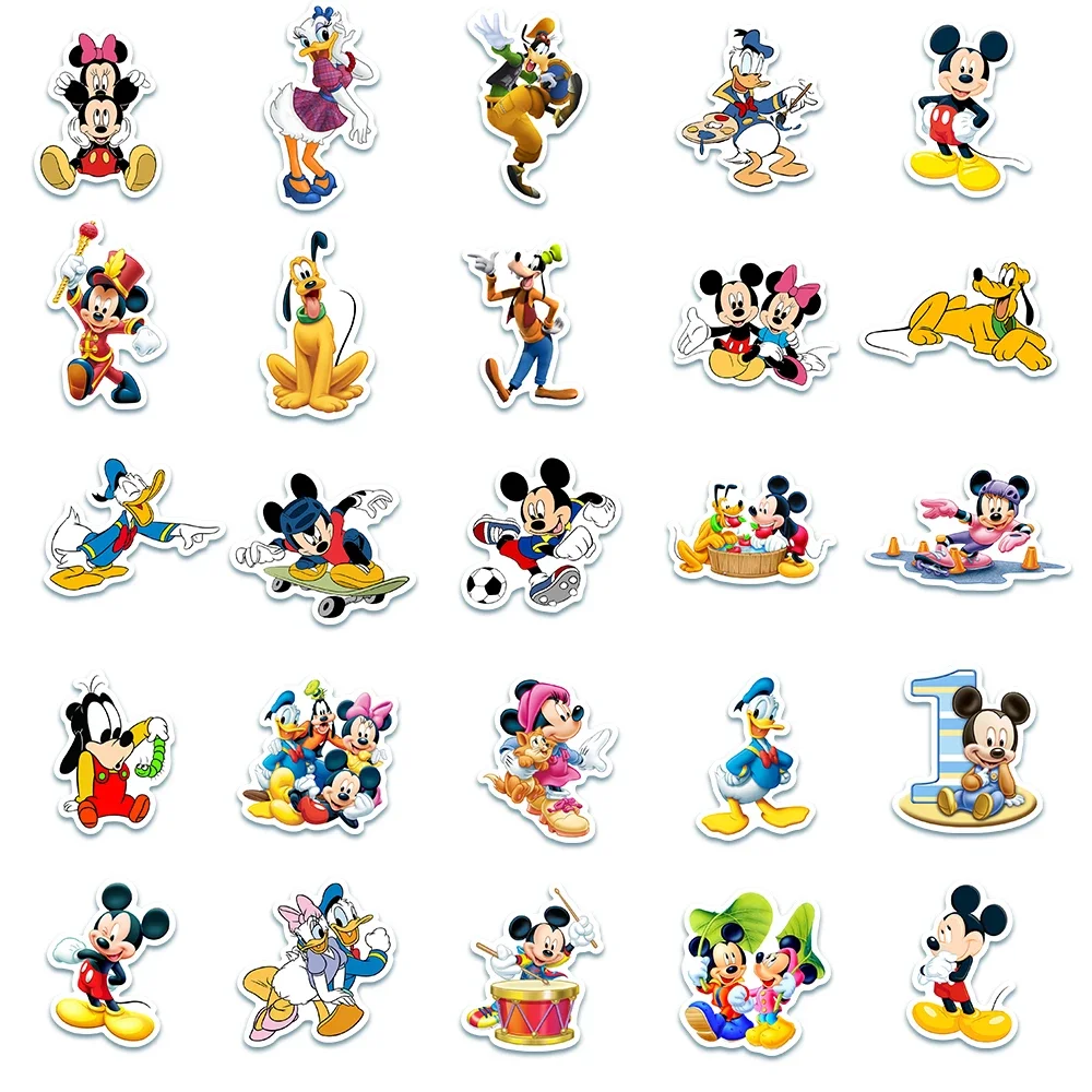 50pcs Disney Cute Cartoon Mickey Mouse Graffiti Stickers DIY Laptop Scrapbook Phone Luggage Guitar Children\'s Stickers Toy