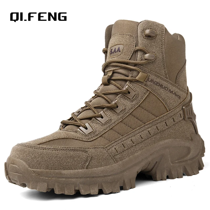 New Training Boots Men High Quality Outdoor Anti Slip Durable Mountaineering Boots Fashionable High Top Large Size Work Shoes