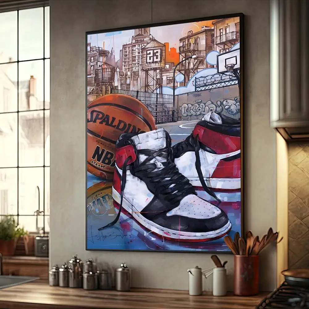 Graffiti Sneakers Vintage Posters Sticky Retro Kraft Paper Sticker DIY Room Bar Cafe Stickers Wall Painting Decor