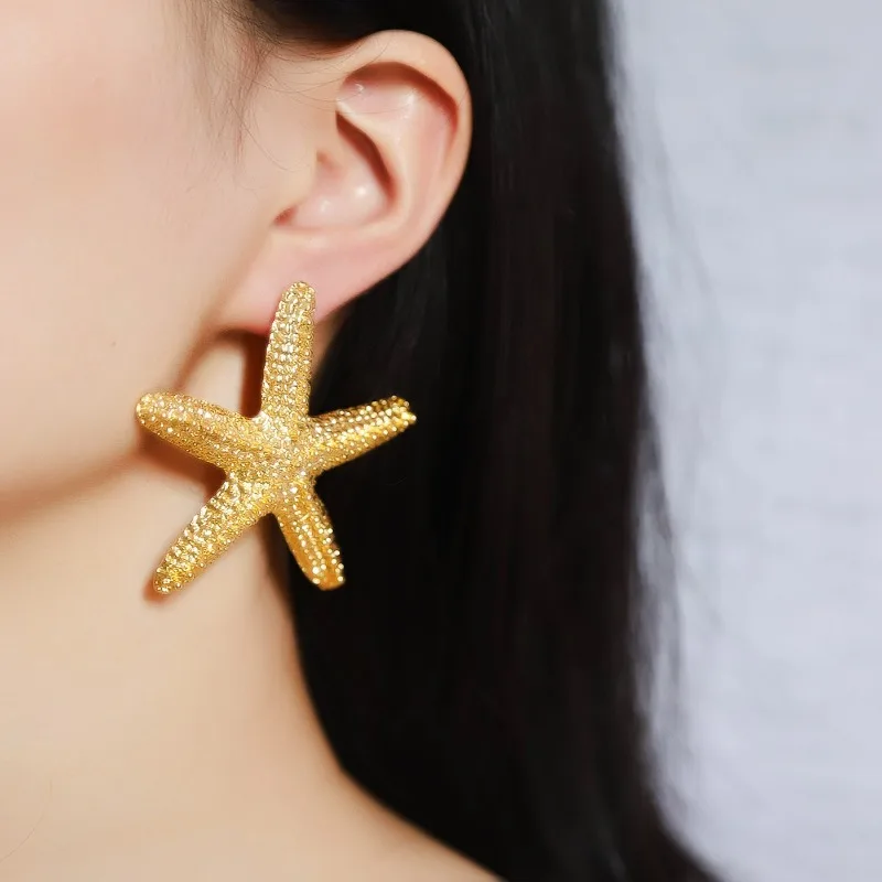 Summer Beach Holiday Style Earrings for Women Personality Big Starfish Fashion Exaggerate Earings Geometry Jewelry Trendsetter