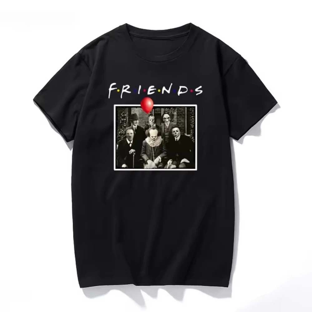 T Shirt Men Mens Clothing T Shirt Camiseta masculina Horror Friends Pennywise Michael Myers Jason Voorhees Halloween T-Shirt