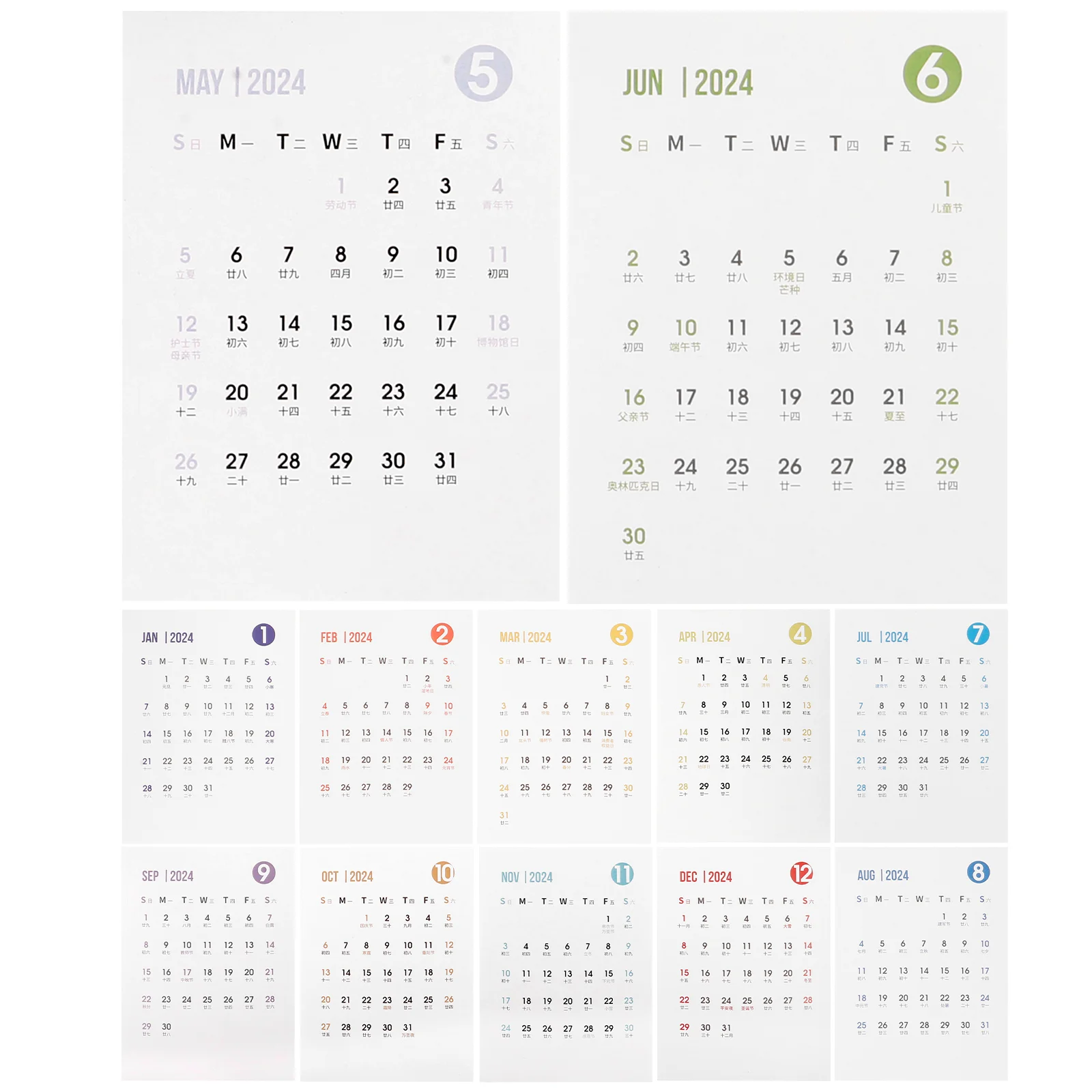 12 Sheets Note Pads Notepads Desk Calendar Stickers Small DIY Decors Decals Schedule Office