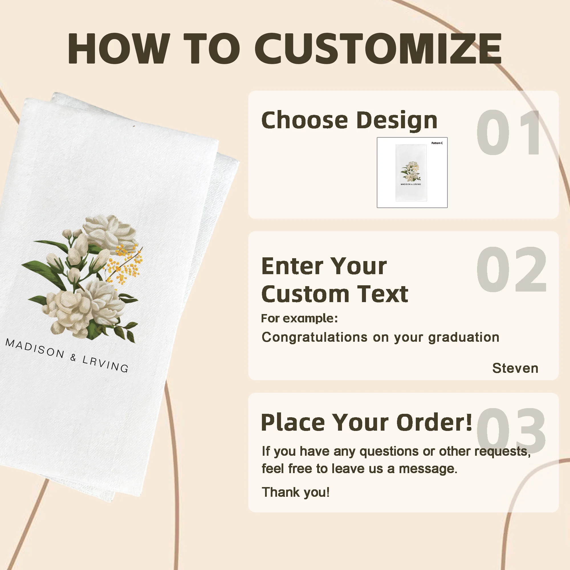 Custom Guest Towels Linen Feel paper Personalized Wedding Rectangle Napkins Disposable Party Decor For Bridal Shower Birthday view 6