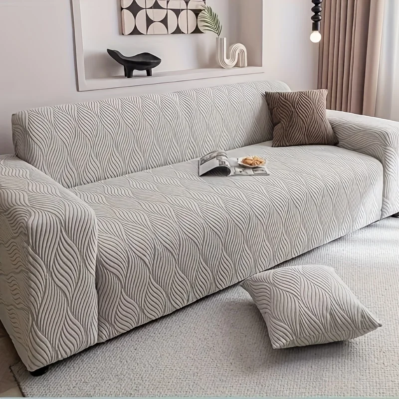 

1 Piece Art Leaf - Integrated Full Coverage Jacquard Protector, Non-Slip Pet-Friendly Design, Machine Washable Modern Home Decor