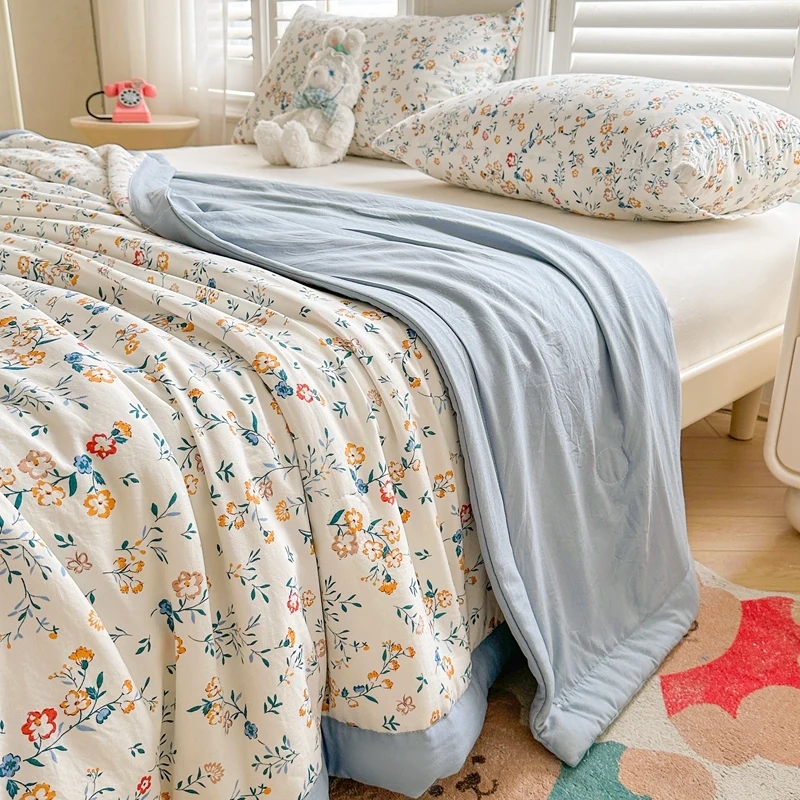 100% القطن داخل وخارج لحاف الصيف خفيفة الوزن فائقة النعومة رقيقة لحاف تكييف الهواء بطانية قطن نقية Ins