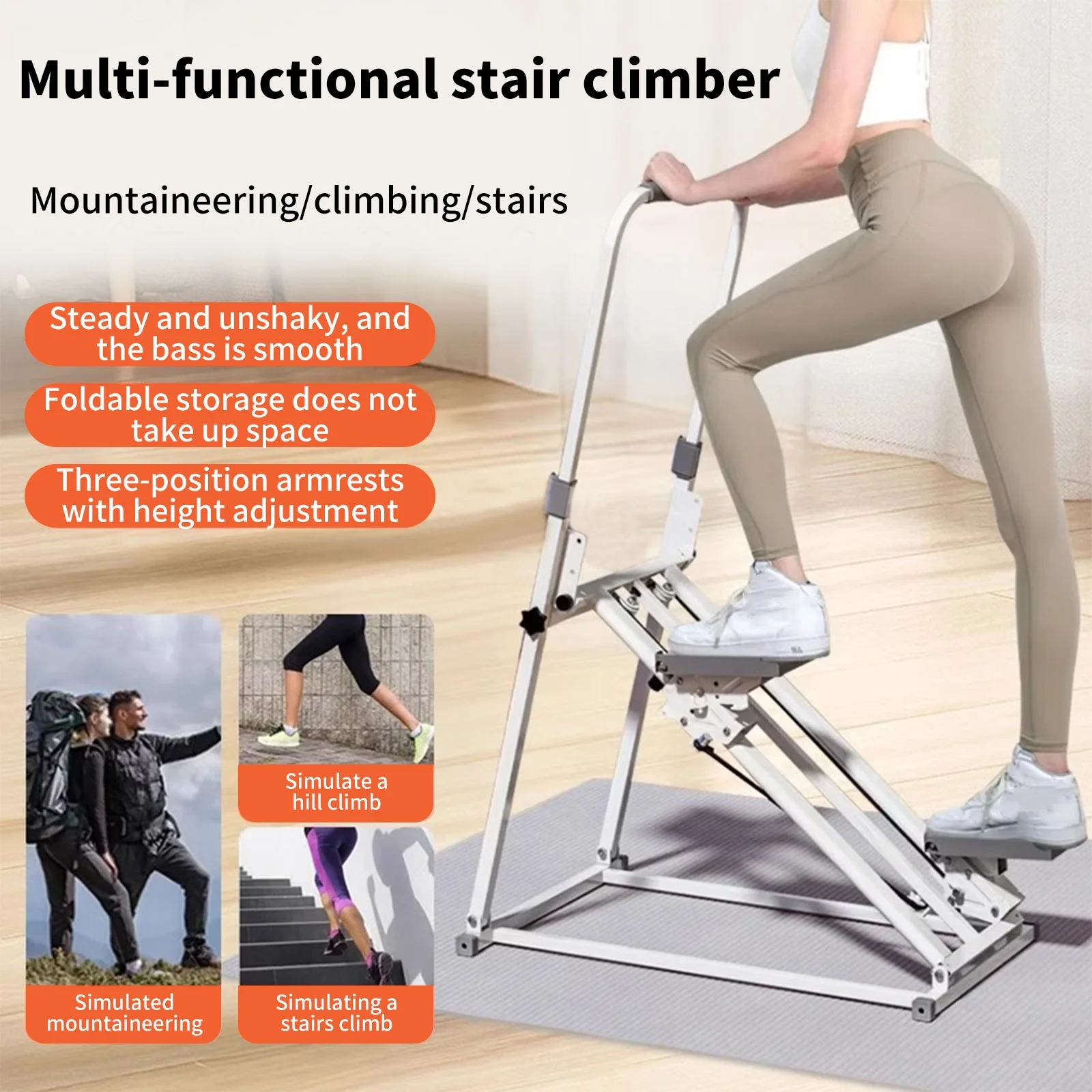 Appareil de marche verticale pliable pour la maison, simulateur d'escalade, machine d'exercice aérobie confortable pour brûler les graisses