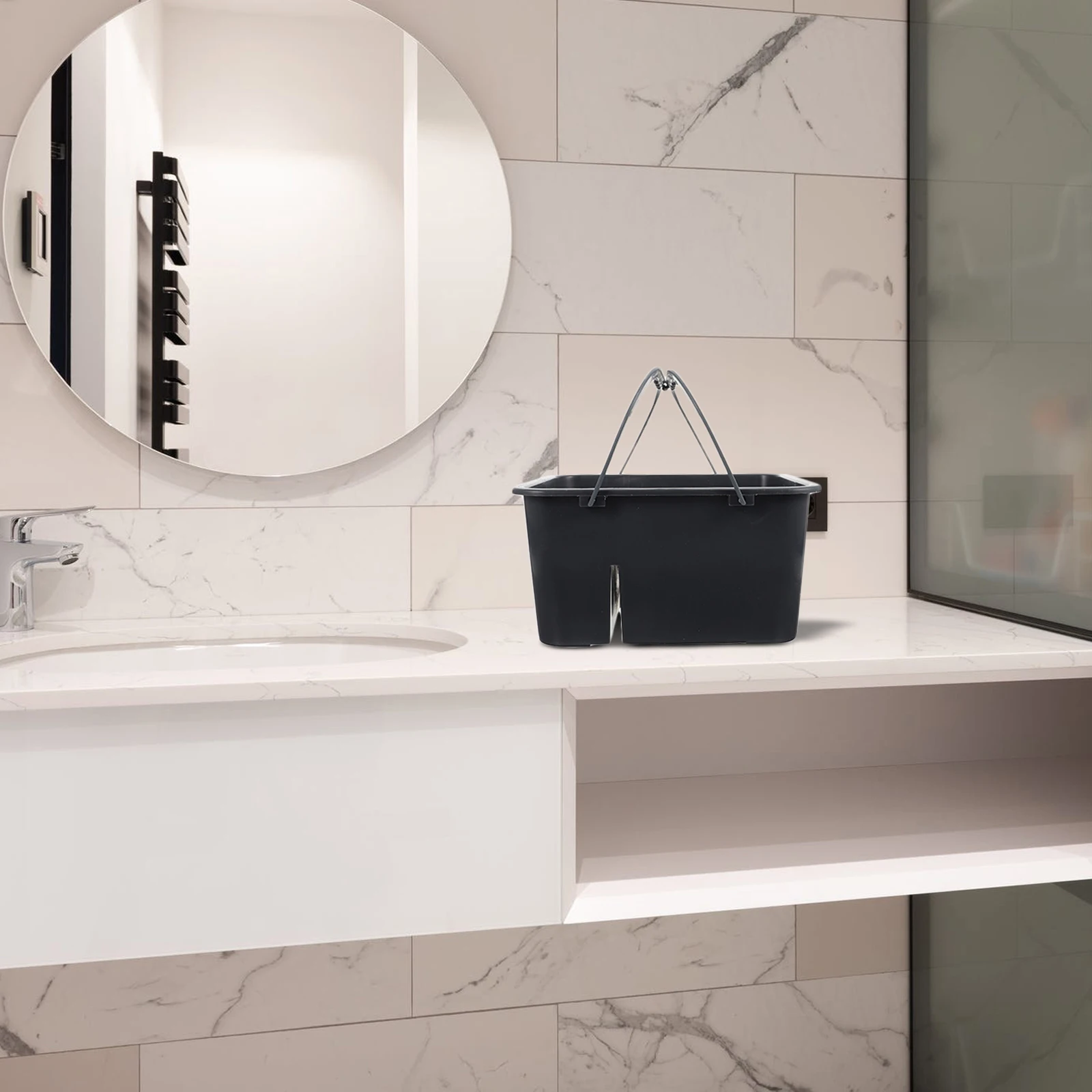 Cestino per la pulizia del bagno da 1 pezzo, organizer portatile in plastica di alta qualità a quattro scomparti per forniture per il bagno