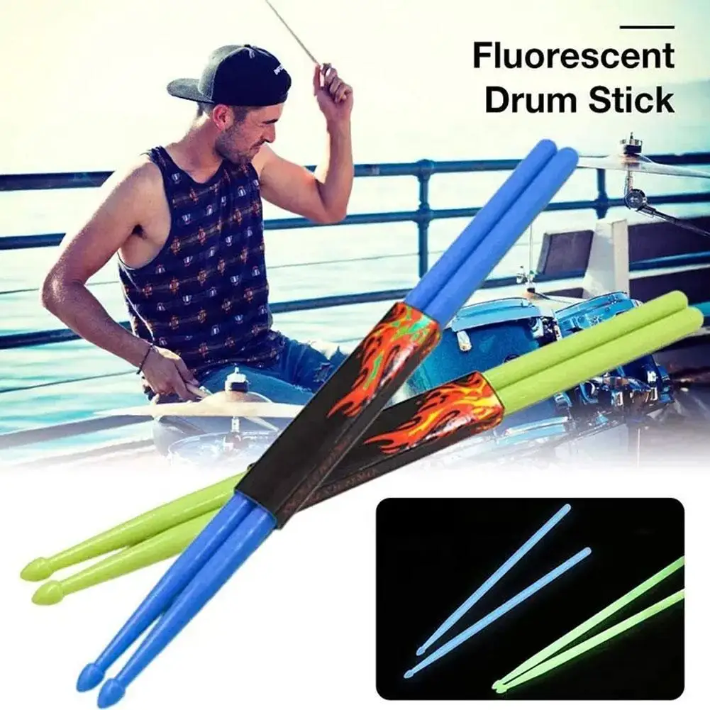 

1Pair 5A Luminous Drum Stick Nylon Fluorescent Drumsticks Performance Drumsticks Fluorescent Musical Instrument B8U4