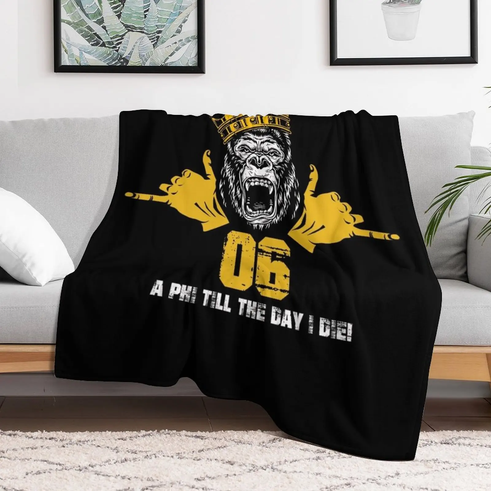 Mens Alpha 1906 Gorilla Hand Sign Phi Alpha Crown Throw Blanket Tourist Stuffeds Blankets