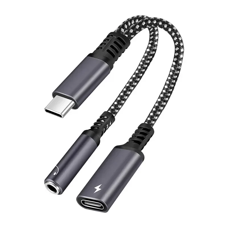 1 szt. 2 W 1 typ C do 3.5mm Adapter do gniazda słuchawkowego typu C PD 60W ładowanie adaptera Audio Aux do samsunga S23 Ultra