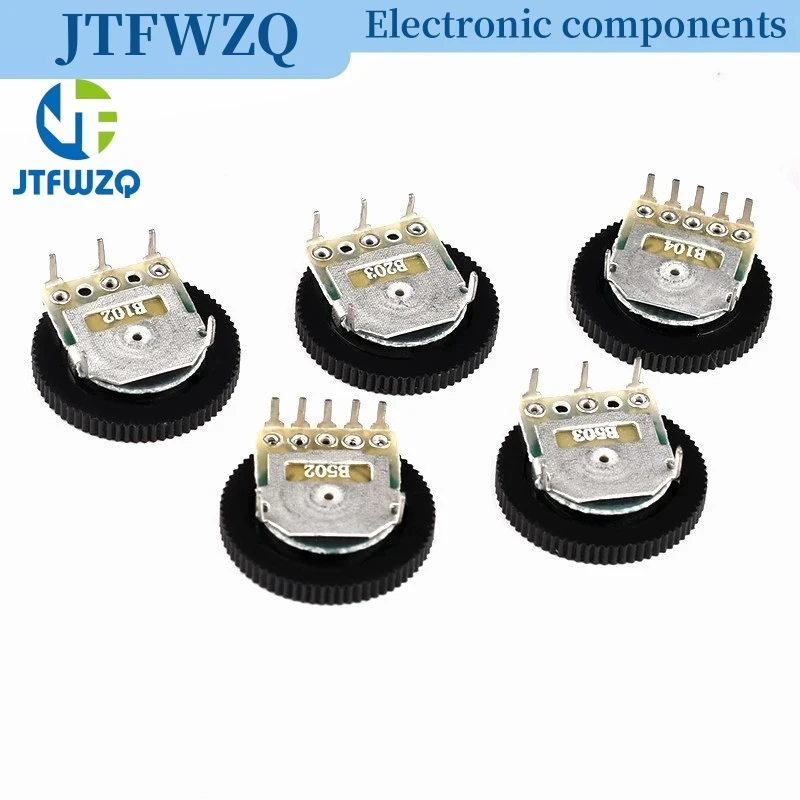 10pcs Double Dial Taper Volume Wheel Duplex potentiometer B102 B103 B203 B503 B104 1K 2K 5K 10K 20K 50K 100K 3Pin 5Pin 16*2mm