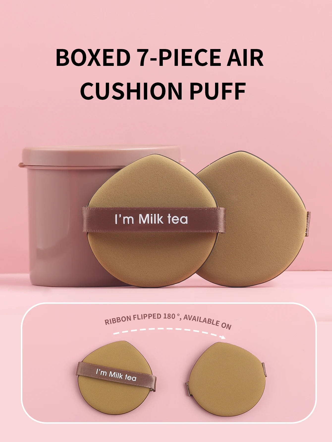 Conjunto de sopros cosméticos em caixa, 7 peças, gota de água, redondo, dupla face, feminino, macio, esponja de maquiagem facial, beleza, maquiagem, ferramenta de pó lavável