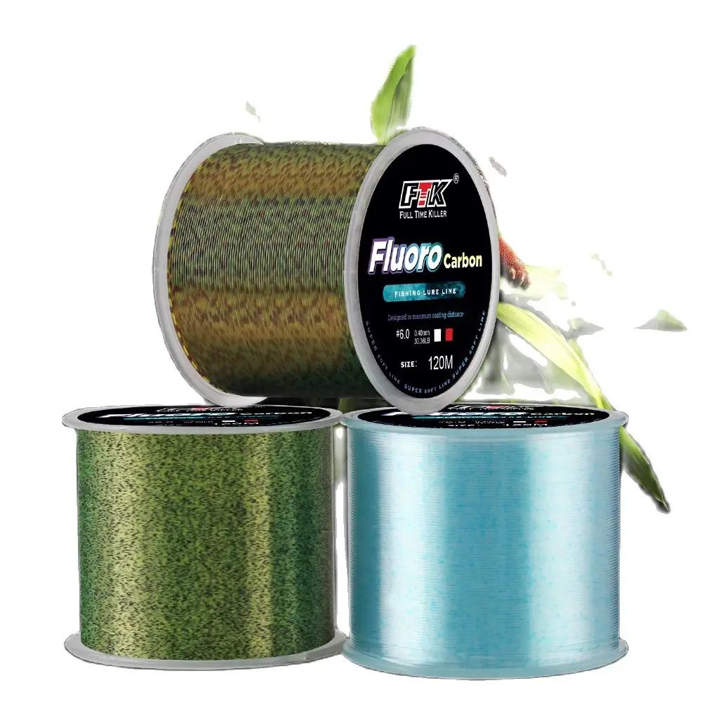 FTK 120m Fish Line Fluorocarbon Coating 3D Monofilament Invisible Blonic Spot Super Strong Soft Nylon Line Wear-Resistant