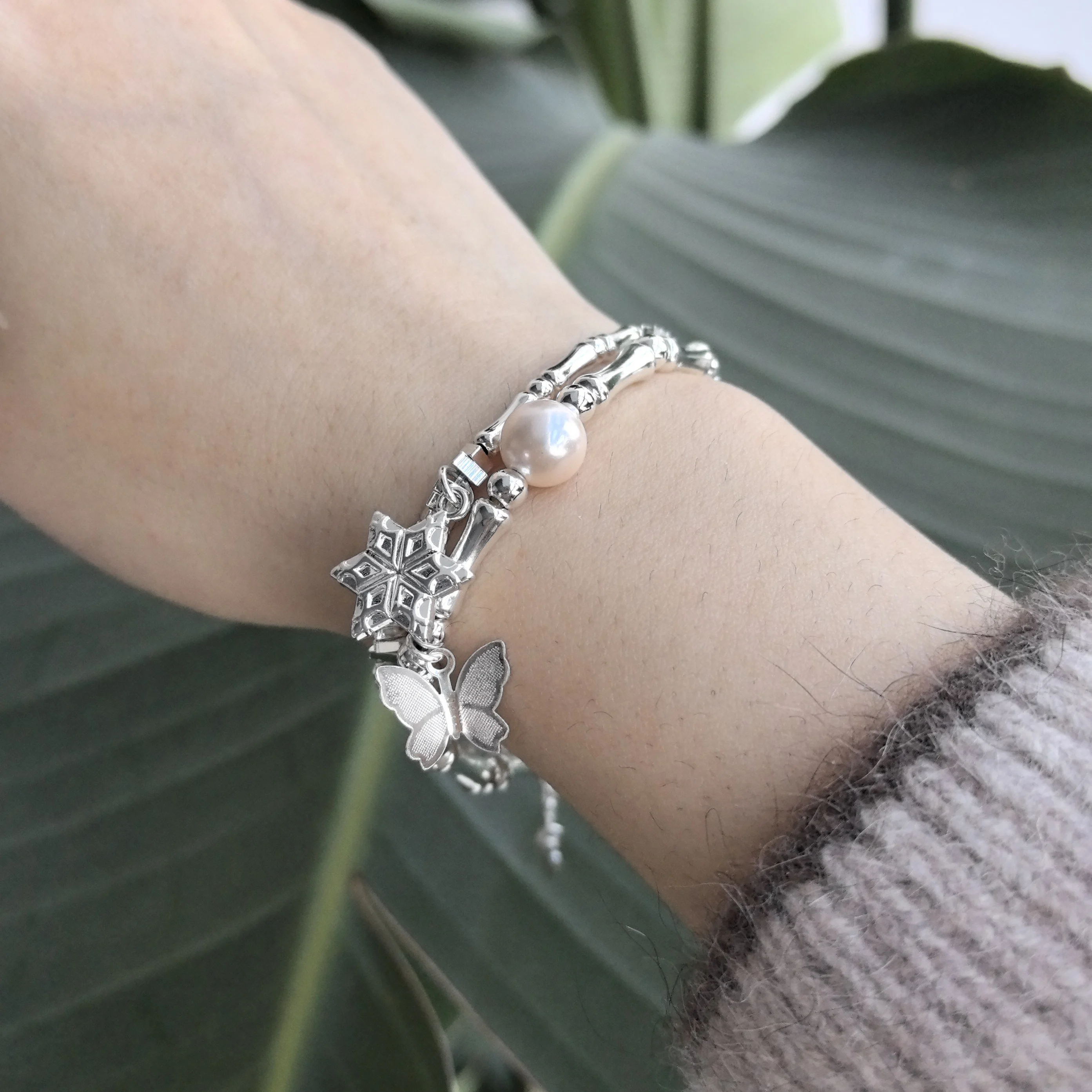 925 Sterling Silber Armband Armreif Einfache Grüne Blatt Elegante Natur Für Frau Mädchen Mode Schmuck Geschenk Dropship Großhandel – Detail 6