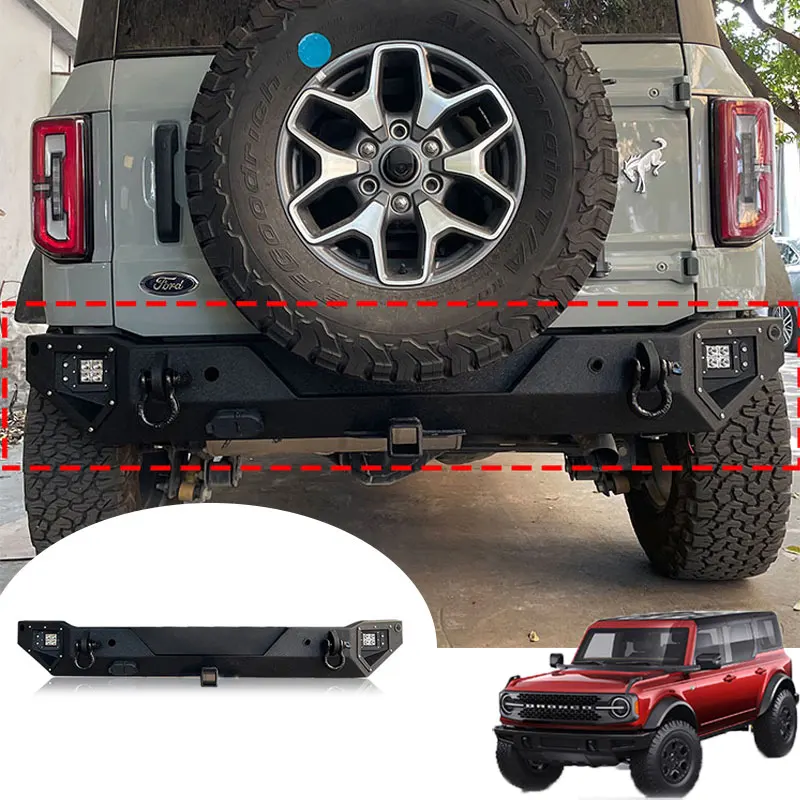 

Rear Bumper Compatible with 20212022 2023 Bronco with Winch Plate Led Lights Sensor Mounting Hole D-Rings