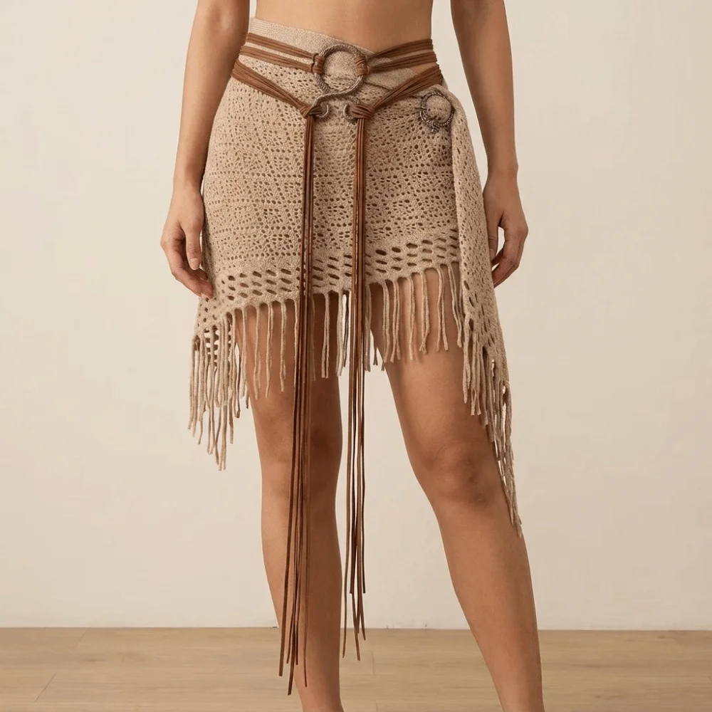 Gift Adjustable Long Rope Chain Belt Fringe Loop Braided Waist Cinch Gothic Handcrafted Look Decorative Belt Halloween