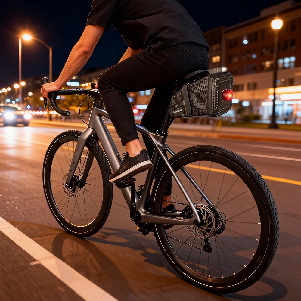2026 NEUE Wasserdichte 5L Fahrrad Sattel Tasche MTB Rennrad Satteltaschen Reflektierende Gestreiften Fahrrad Werkzeug Halter Tasche MTB Zubehör – Detail 14
