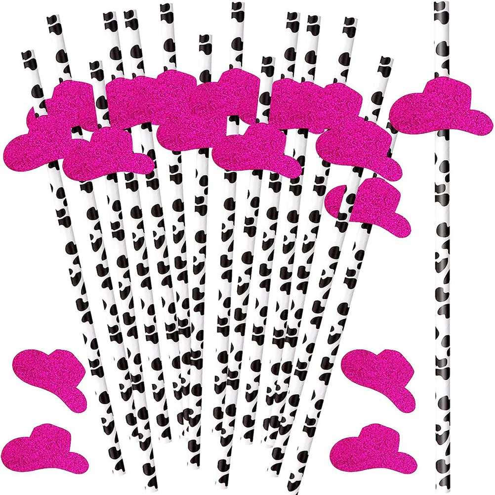 

36Pcs Cowboy Hat Paper Straws Novelty Decor Design Party Supplies Easy Clean Smooth Interior Attractive Drink Tool