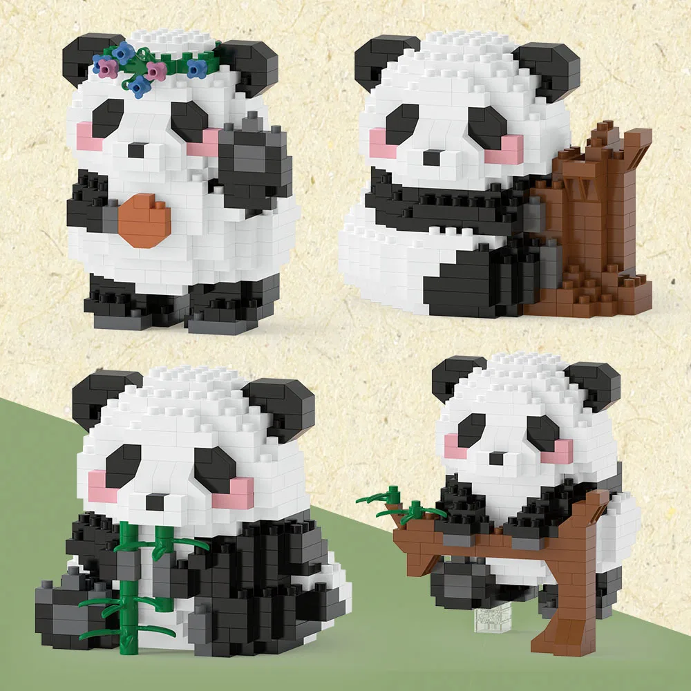 Panda 3D-Konstrukteur, Mikrostein, kleine Partikel, zusammengebauter Diamant-Baustein für Kinder, Jungen, Spiele für 6 bis 10 Jahre, Kindergeschenk