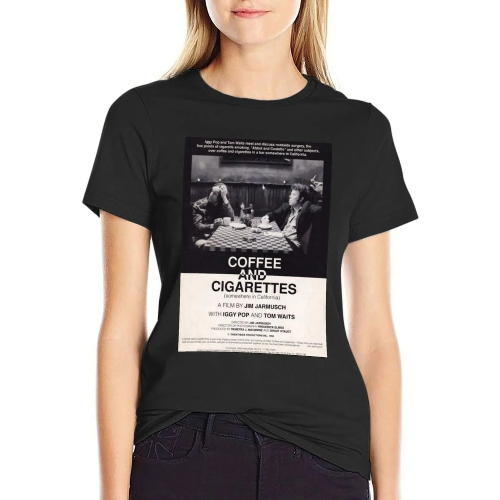 Camiseta de papel tapiz de café y cigarrillos de Jim Jarmusch, ropa estética divertida, vestido de camiseta para mujer, gráfico