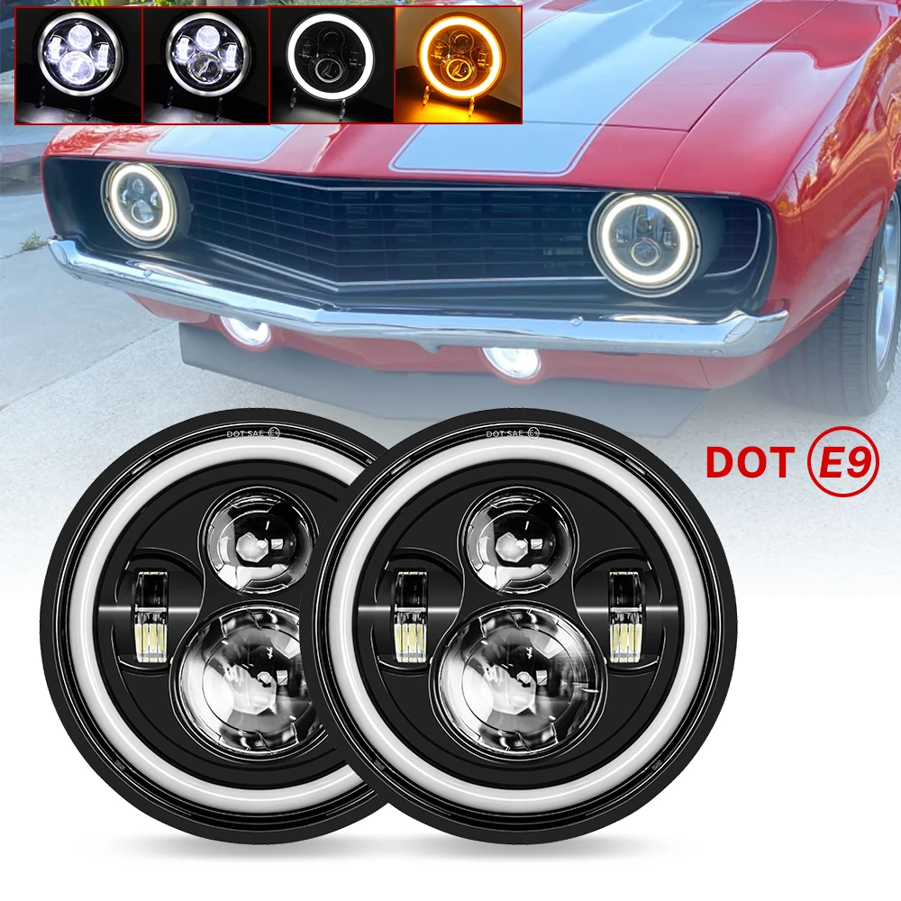 7inch Round Led Headlight High Low Beam DC12v 24v Lights Headlamp For Wrangler Lada 4x4 urban Niva suzuki samurai