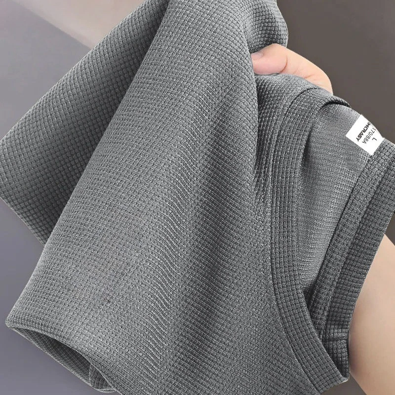 

Men's New Summer Waffle Round Neck Short Sleeve T-Shirt Comfortable Breathable Short-Sleeved Top Casual Wear Mens T Shirts