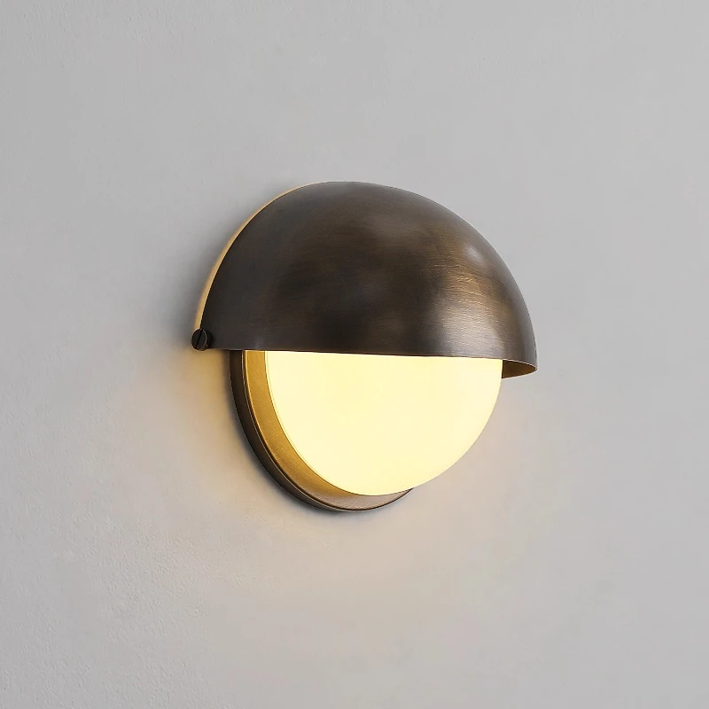 

Retro Semicircle Black LED Wall Lamps Indoor Minimalist Glass Wall Sconces Bedroom Bedside Corridor Home Decor Lighting Fixtures