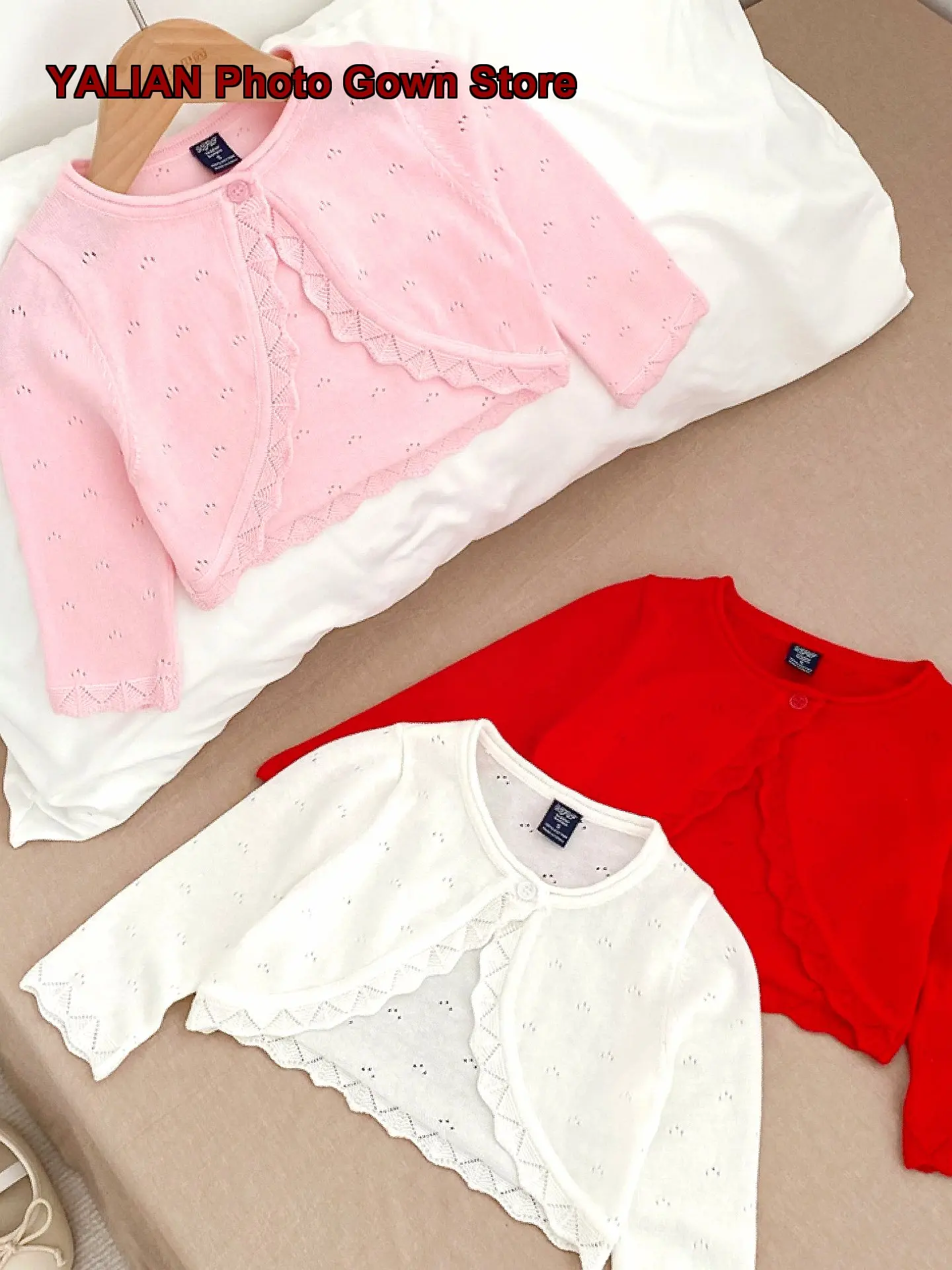 Girls Knit Top Summer Hollow Out Ice Silk Air-Conditioning Shirt Pure Color Outerwear