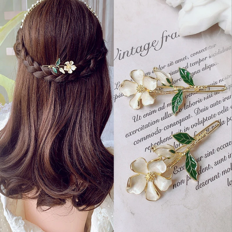 1PCS Fashion Enamel Metal Flower Hairpins Elegant Barrette Hair Clip Hair Accessories For Women