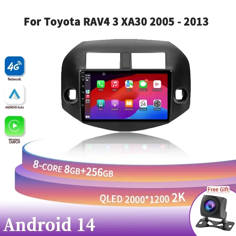 

Android 14 For Toyota RAV4 3 XA30 2005 - 2013 10 Inch CarPlay No 2din Screen Auto Radio Multimedia Navigation 4G GPS