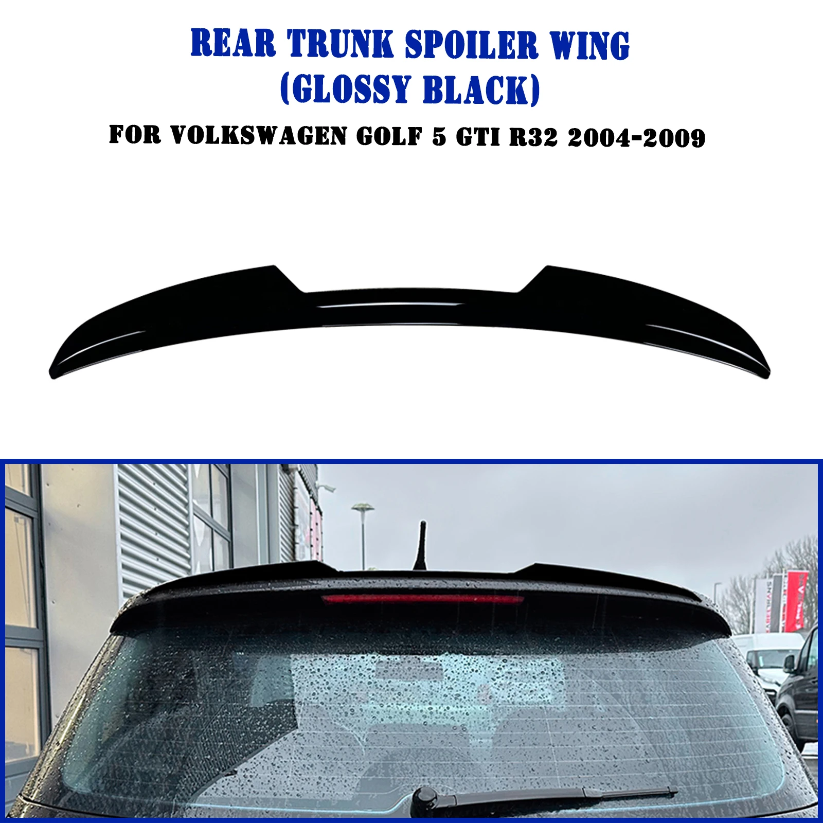 

For Volkswagen VW Golf 5 R32 MK5 GTI 2004-2009 Rear Trunk Lid Roof Spoiler Wing Carbon Fiber Look/Gloss Black Upper Splitter Lip