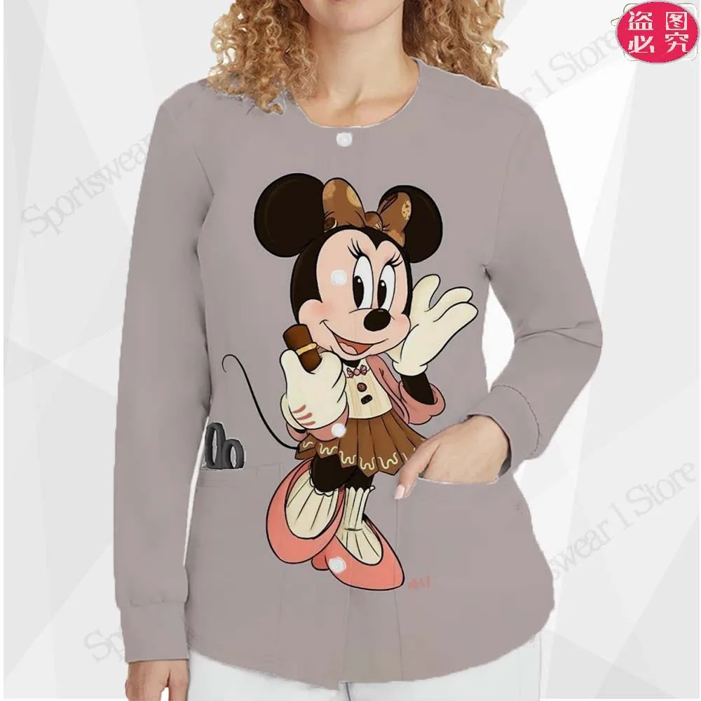 Chaqueta de cuello redondo para mujer, uniforme de enfermera, ropa de diseñador de lujo, Tops Harajuku de manga larga, Envío Gratis, otoño