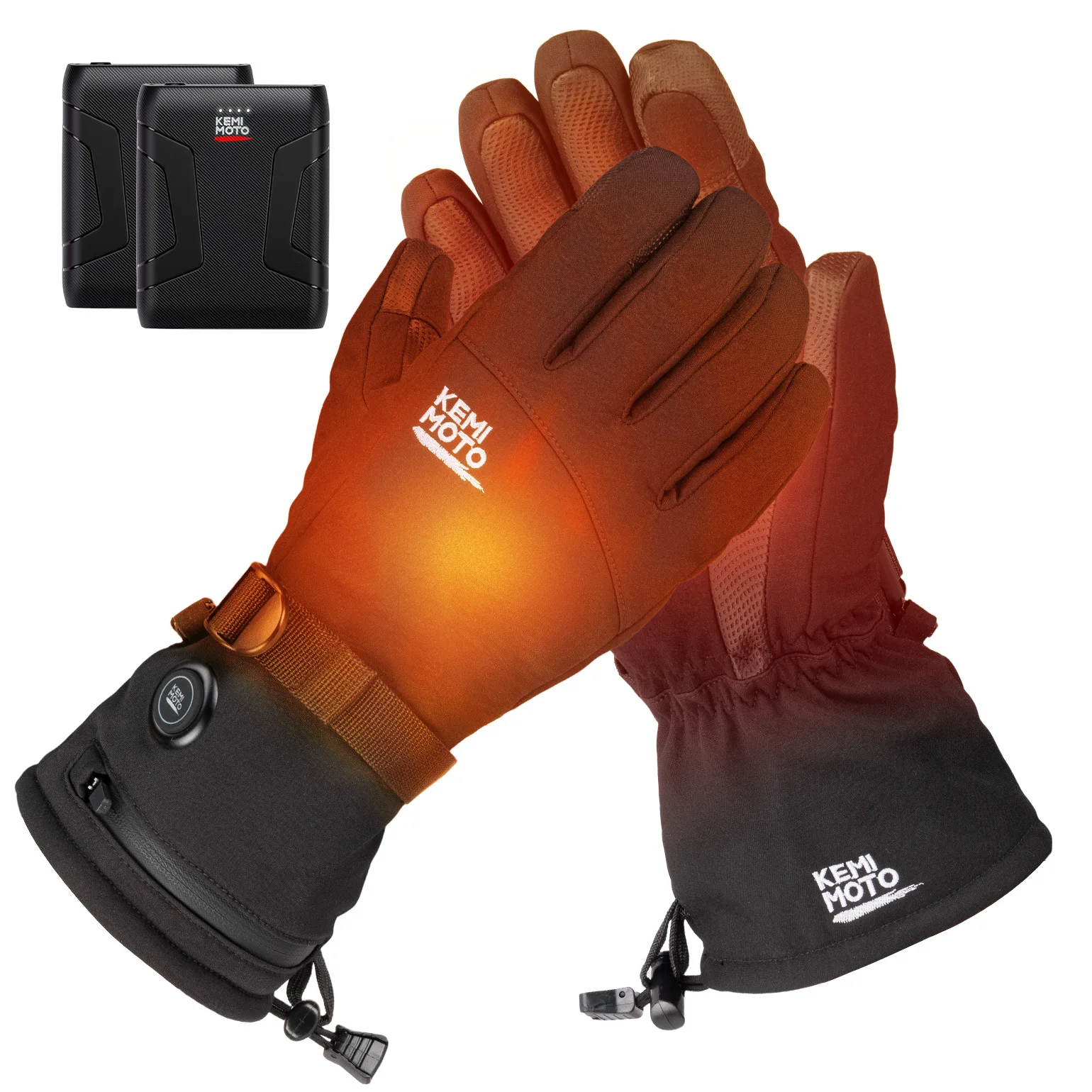 Image of KEMIMOTO Winter-Heizhandschuhe, wasserdichte Motorradhandschuhe für Roller, Fahrrad, Schneemobil, Touchscreen, wiederaufladbarer Akku, Jagd