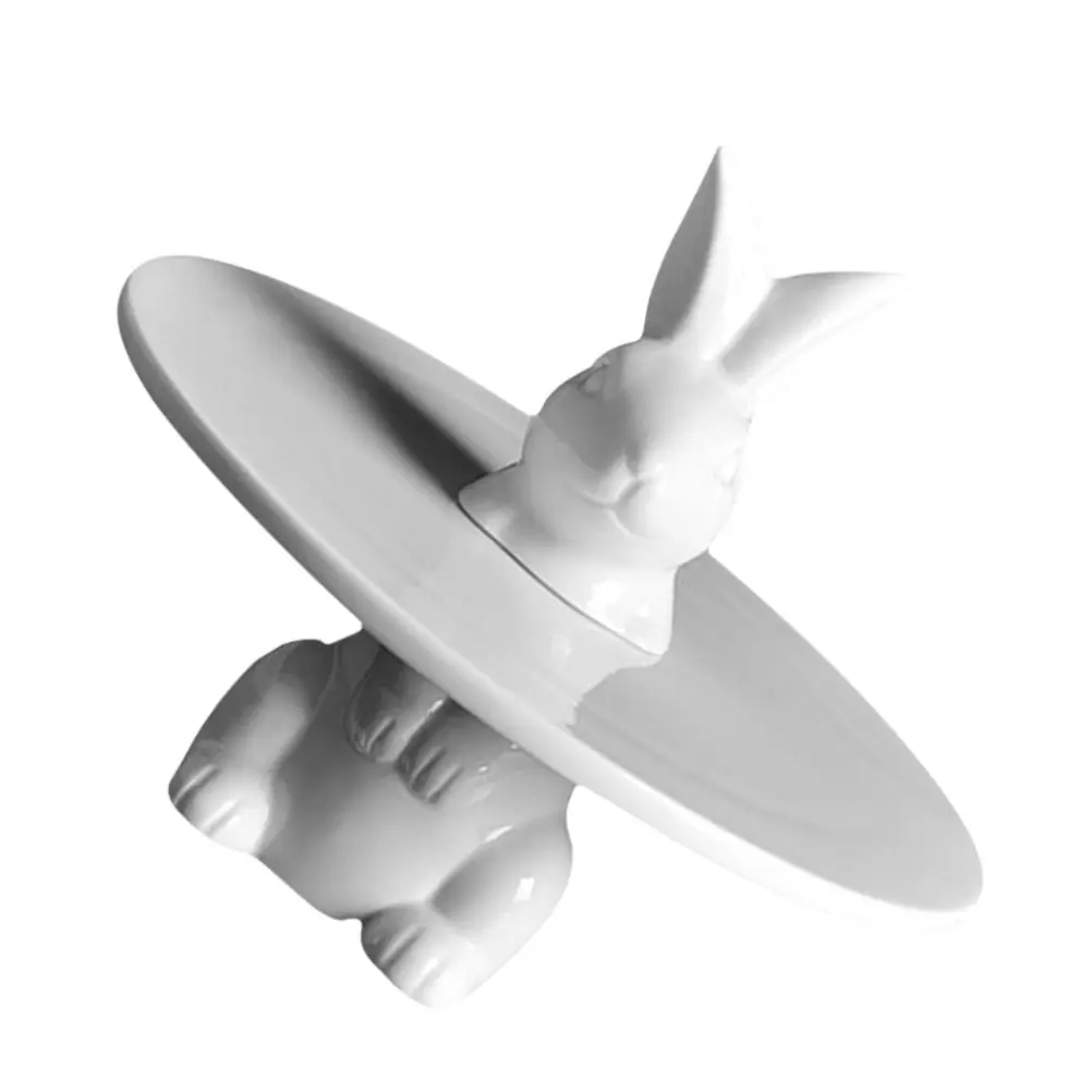 

Подставка для торта в виде кролика, 1 шт., керамическая, с гладкой поверхностью, тарелка для десертов, для свадьбы, дня рождения, для фруктов, закусок, хранения, подставка для торта