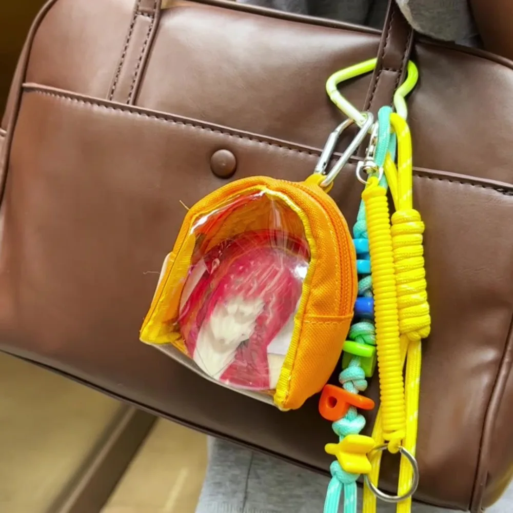

With Keychain Mini Outdoor Doll Bag Transparent Earphone Storage Doll Storage Pouch Clear Small Badge Display Bag Data Cables