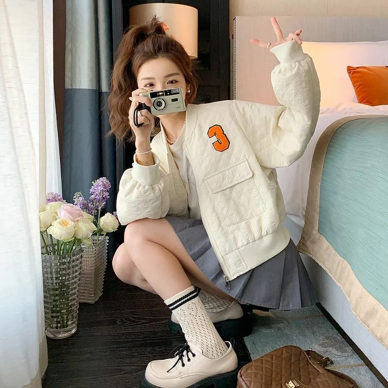 

Women's Short Baseball Jacket 2025 Fall Fashion Casual Stylish Cute Youthful Versatile Outerwear