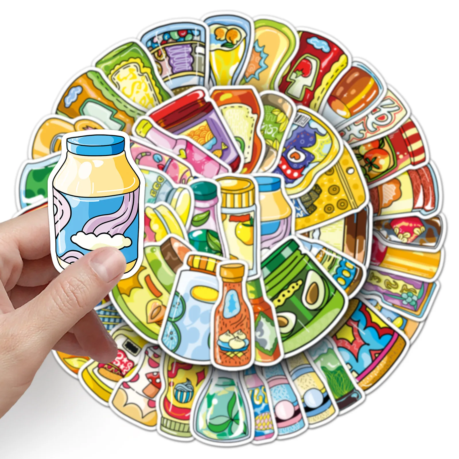 50 sauce stickers, cartoon creative cute seasonings, refrigerator decoration, thermos cup, headphone decoration