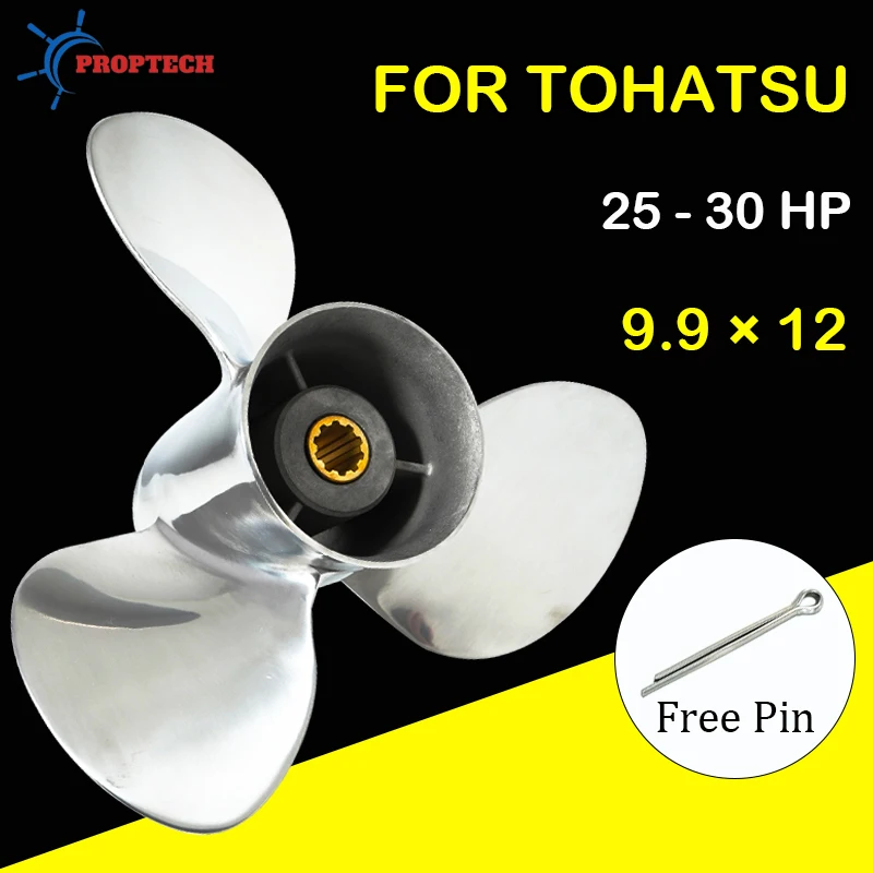 

Outboard Propeller For 9.9x12 Tohatsu Nissan 25HP 30HP Stainless Steel Propeller 3 Blade 10 Spline Marine Engine Boat Motor
