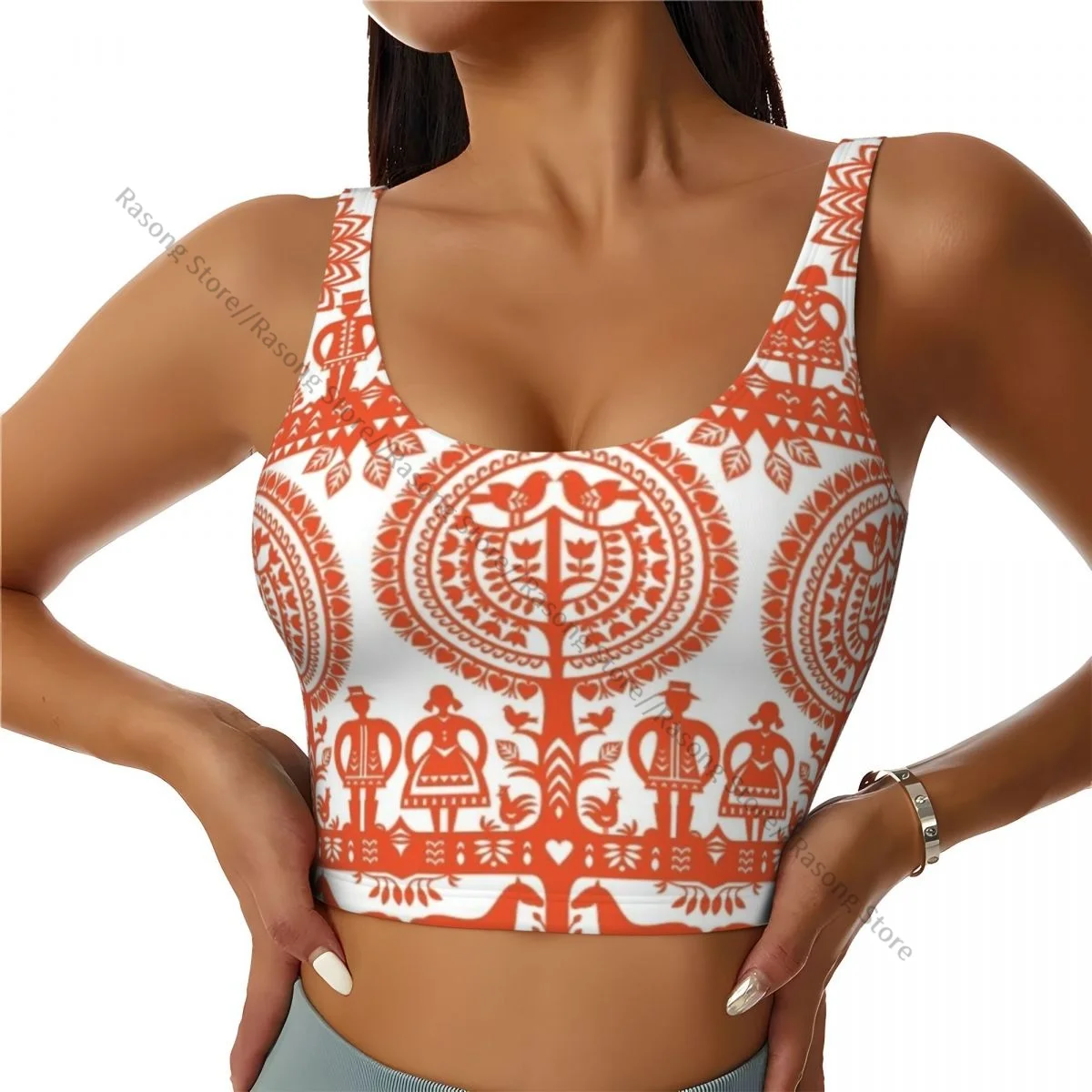 

Women Sexy Sports Vest Polish Wycinanki Pattern Female Streetwear Sport Lingerie Tee Crop Top