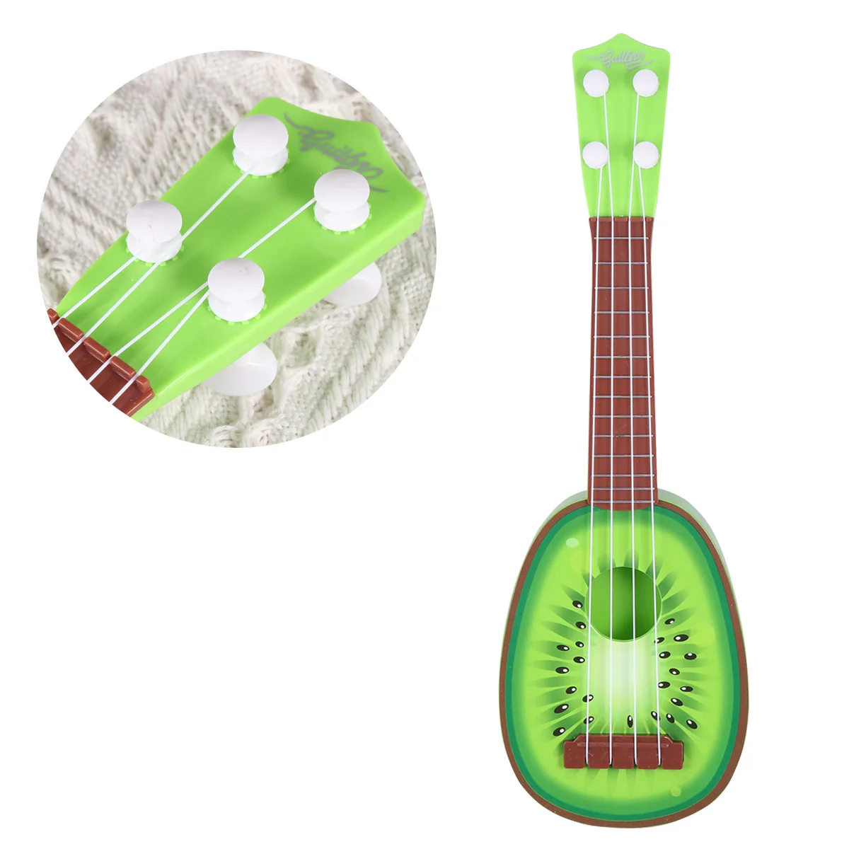 Kiwi Fruit Shape Ukulele Mini Musical Guitar Instrument Toy Childrens Educational Game Toys - Size L (Green)