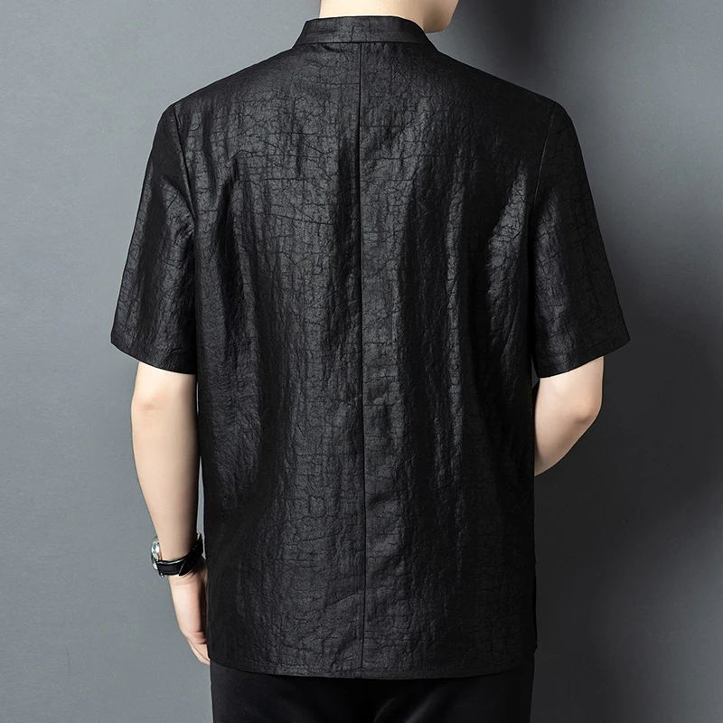 Natural Real Silk 100% Embroidered T Shirt For Men Short Sleeve Summer Quality Gambiered Canton Gauze Luxury Camisetas De Hombre