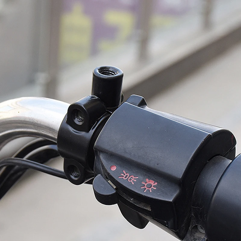 Adaptador de soporte de espejo con base de abrazadera negra para motocicleta, manillar de 22 mm, rosca de 10 mm y 8 mm, abrazadera de montaje de espejo universal, 2 piezas