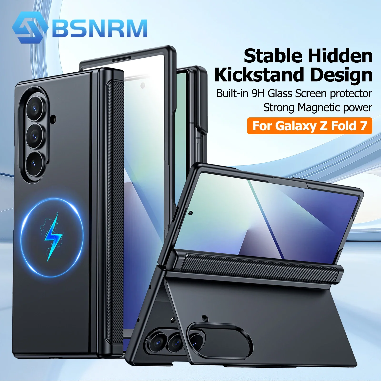 

Чехол для Galaxy Z Fold 7, магнитный чехол с [подставкой][Защита шарниров] Защитная пленка для экрана всего тела, противоударный чехол для телефона, черный