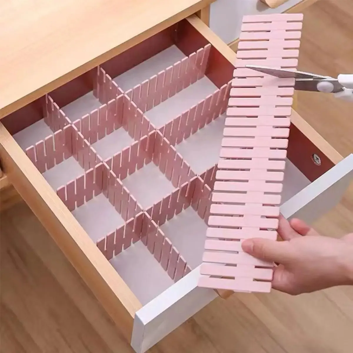 Organizador de cajones DIY de 4 piezas, tablero divisor ajustable de plástico para ropa interior y calcetines, separador de cajones organizador