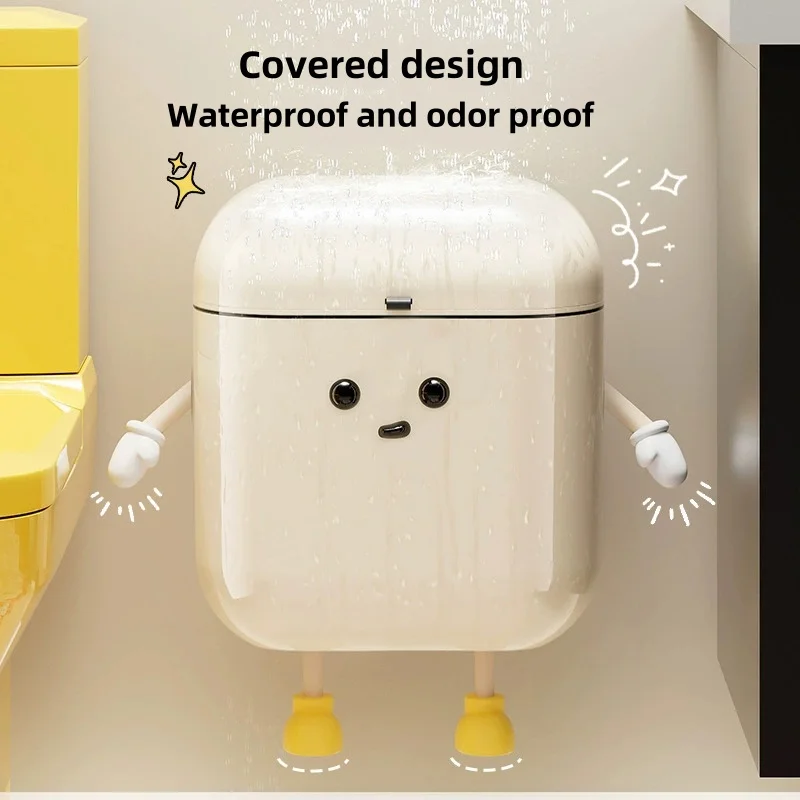 9L/12L DIY Cream Wall Mounted Garbage Can for Household Kitchen and Bathroom with Narrow Seam Waterproof Garbage Can image 4