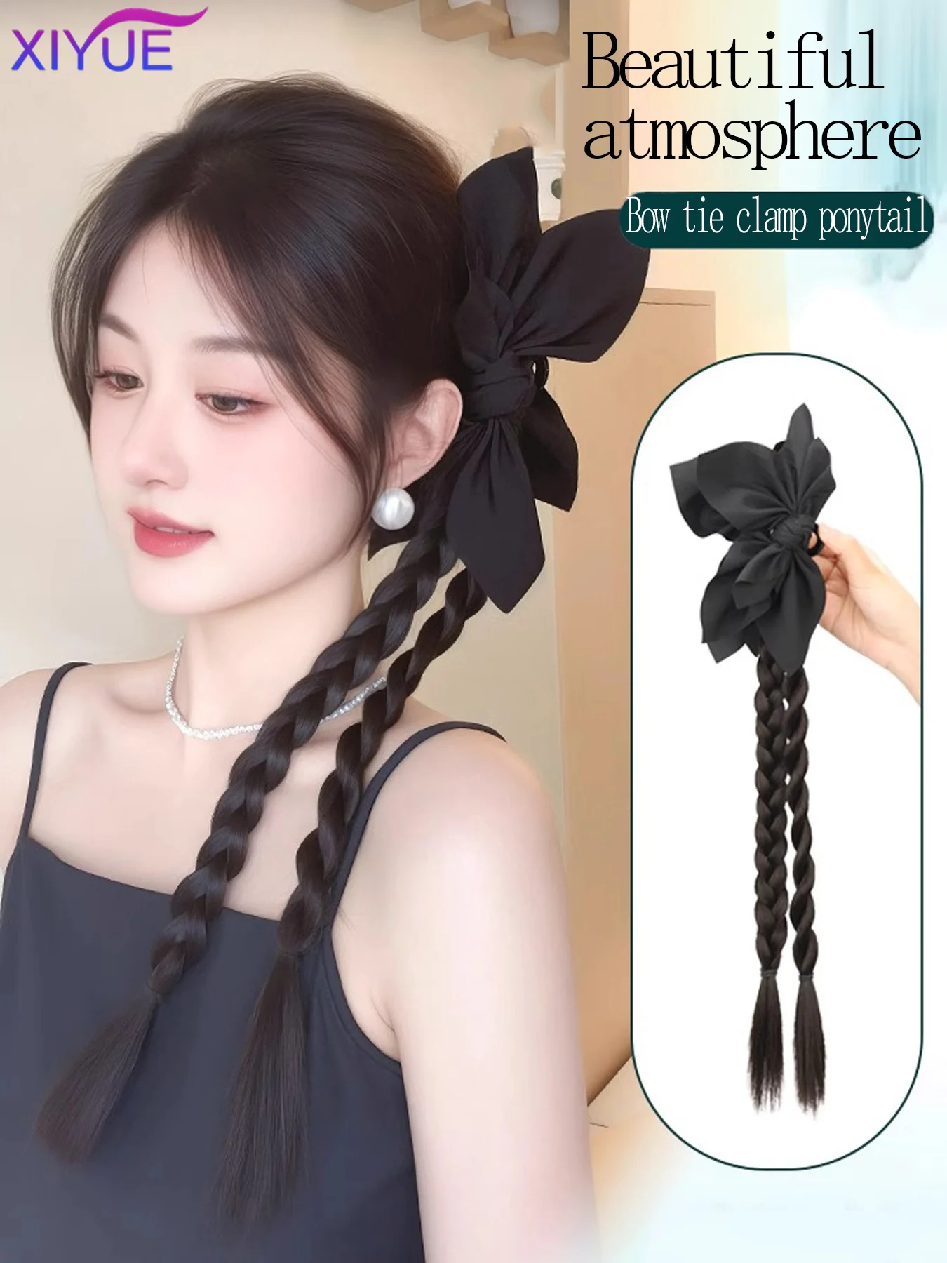 XIYUE ynthetic New Chinese Cashew Flower Claw Clip Braid Twisted Braid Summer New Boxing Braid Ponytail Wig