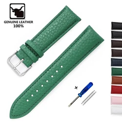 Litchi Pattern Leather Watchband 12mm 14mm 16mm 18mm 20mm 22mm Soft Strap Replace Watch Straps