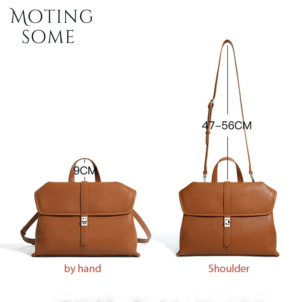 Motingsome Retro Messenger Bags Frist Layer Cowhide Roomy Shoulder Bags Vacation Lady Satchel Crossbody Handbag Pouch 2024 New