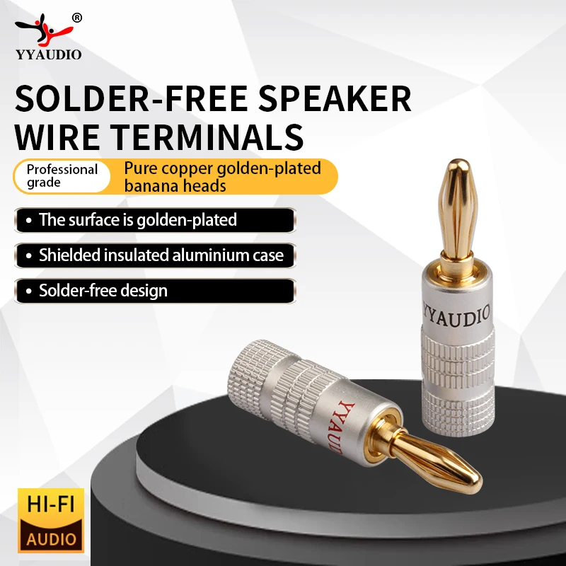 YYAUDIO 8pcs/lot! Audio Plug 4.5mm Jack Banana Plugs for Speaker Wire 24K Gold Plated Banana Adapter Cable Connector Clips